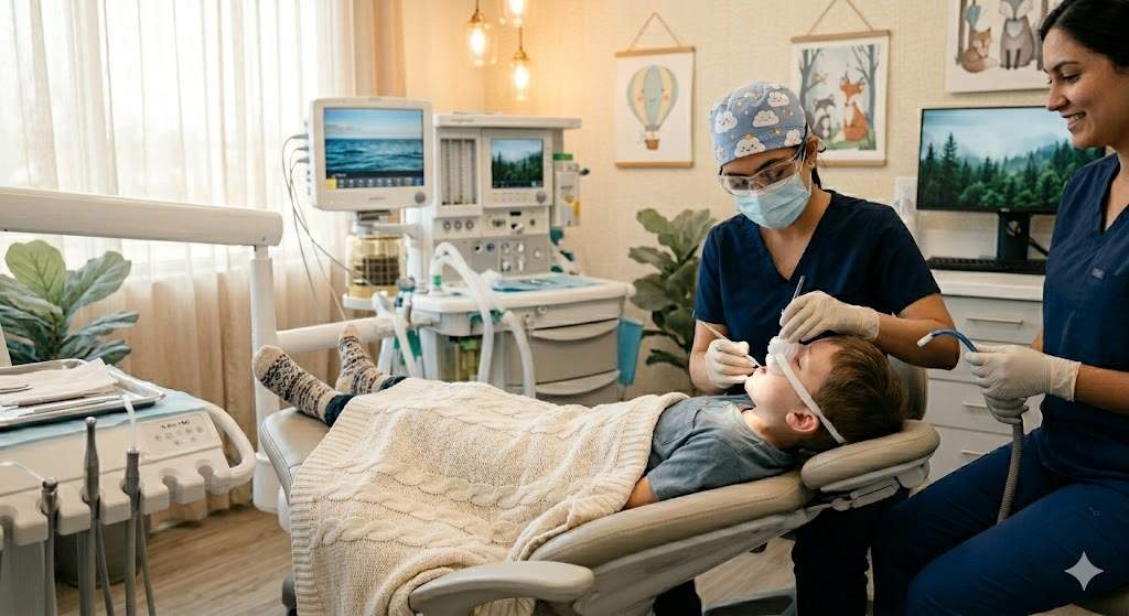 Child relaxing during Pediatric Sedation Dentistry Muscat