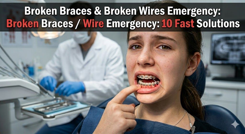 Broken Braces / wire Emergency: 10 Fast Solutions Orthodontic emergency showing broken wire