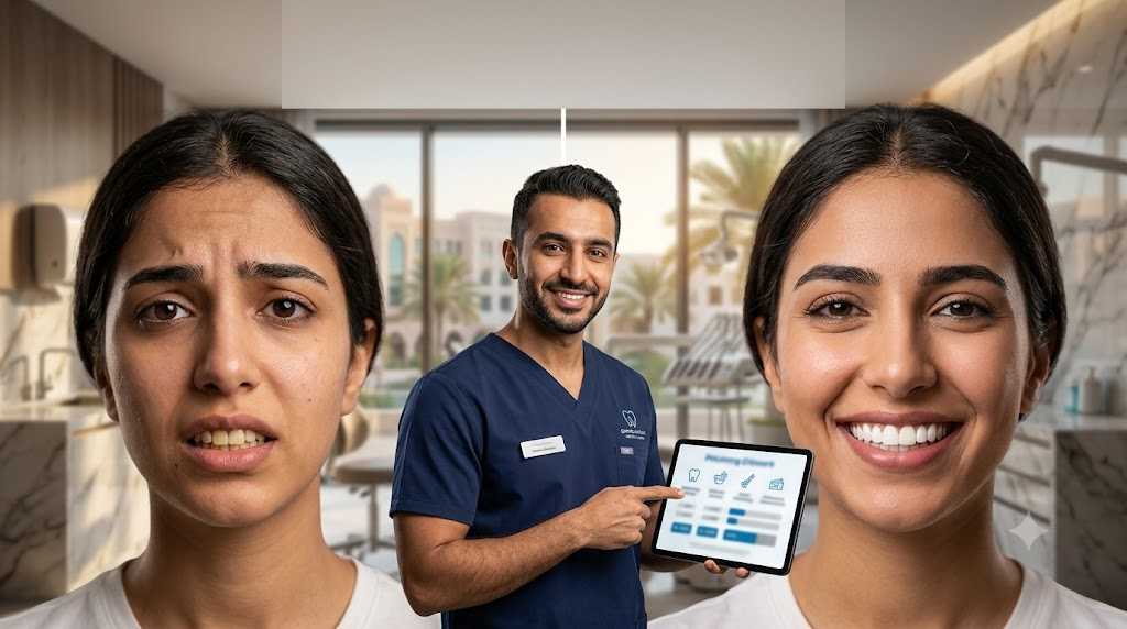 Before and after teeth whitening results in Muscat